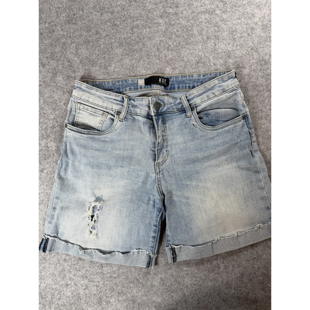 Kut From The Kloth Womens Denim Shorts 10 Light Blue Jane‎ High Rise Raw Hem